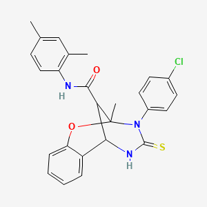 3-(4-chlorophenyl)-N-(2,4-dimethylphenyl)-2-methyl-4-thioxo-3,4,5,6-tetrahydro-2H-2,6-methano-1,3,5-benzoxadiazocine-11-carboxamide