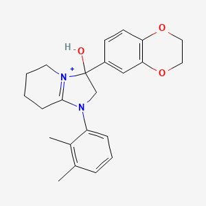 molecular formula C23H27N2O3+ B11217647 3-(2,3-Dihydro-1,4-benzodioxin-6-yl)-1-(2,3-dimethylphenyl)-3-hydroxy-2,3,5,6,7,8-hexahydroimidazo[1,2-a]pyridin-1-ium 