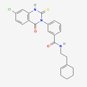 3-(7-chloro-4-oxo-2-sulfanylidene-1H-quinazolin-3-yl)-N-[2-(cyclohexen-1-yl)ethyl]benzamide