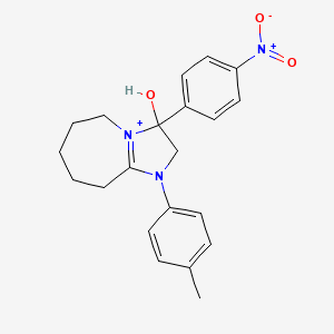 molecular formula C21H24N3O3+ B11217748 3-hydroxy-1-(4-methylphenyl)-3-(4-nitrophenyl)-2,5,6,7,8,9-hexahydro-3H-imidazo[1,2-a]azepin-1-ium 