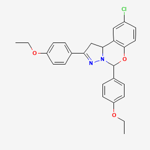 molecular formula C26H25ClN2O3 B11217765 9-Chloro-2,5-bis(4-ethoxyphenyl)-1,10b-dihydropyrazolo[1,5-c][1,3]benzoxazine 