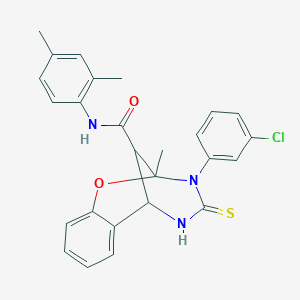 molecular formula C26H24ClN3O2S B11217767 3-(3-chlorophenyl)-N-(2,4-dimethylphenyl)-2-methyl-4-thioxo-3,4,5,6-tetrahydro-2H-2,6-methano-1,3,5-benzoxadiazocine-11-carboxamide 