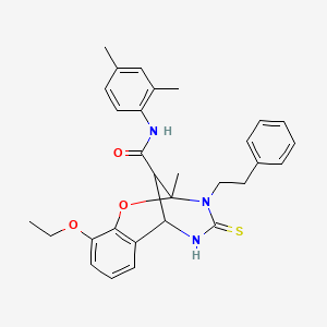 N-(2,4-dimethylphenyl)-10-ethoxy-2-methyl-3-(2-phenylethyl)-4-thioxo-3,4,5,6-tetrahydro-2H-2,6-methano-1,3,5-benzoxadiazocine-11-carboxamide