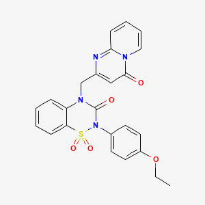 molecular formula C24H20N4O5S B11217847 2-(4-ethoxyphenyl)-4-((4-oxo-4H-pyrido[1,2-a]pyrimidin-2-yl)methyl)-2H-benzo[e][1,2,4]thiadiazin-3(4H)-one 1,1-dioxide 