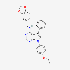 molecular formula C28H24N4O3 B11217908 N-(benzo[d][1,3]dioxol-5-ylmethyl)-7-(4-ethoxyphenyl)-5-phenyl-7H-pyrrolo[2,3-d]pyrimidin-4-amine 