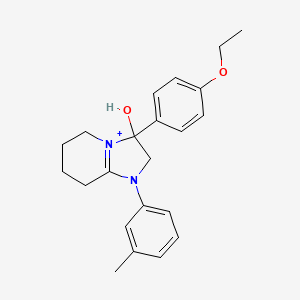 molecular formula C22H27N2O2+ B11217982 3-(4-Ethoxyphenyl)-3-hydroxy-1-(3-methylphenyl)-2,3,5,6,7,8-hexahydroimidazo[1,2-a]pyridin-1-ium 