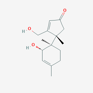 molecular formula C15H22O3 B011218 (4S)-4-[(1R,2S)-2-羟基-1,4-二甲基环己-3-烯-1-基]-3-(羟甲基)-4-甲基环戊-2-烯-1-酮 CAS No. 104903-79-9