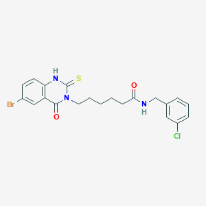 6-(6-bromo-4-oxo-2-sulfanylidene-1H-quinazolin-3-yl)-N-[(3-chlorophenyl)methyl]hexanamide