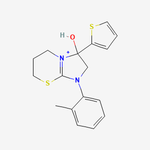 molecular formula C17H19N2OS2+ B11218035 3-Hydroxy-1-(2-methylphenyl)-3-(2-thienyl)-2,3,6,7-tetrahydro-5H-imidazo[2,1-B][1,3]thiazin-1-ium 