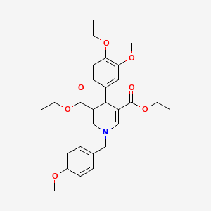 molecular formula C28H33NO7 B11218050 Diethyl 4-(4-ethoxy-3-methoxyphenyl)-1-(4-methoxybenzyl)-1,4-dihydropyridine-3,5-dicarboxylate 