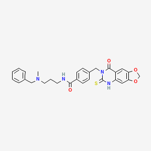 molecular formula C28H28N4O4S B11218107 N-[3-[benzyl(methyl)amino]propyl]-4-[(8-oxo-6-sulfanylidene-5H-[1,3]dioxolo[4,5-g]quinazolin-7-yl)methyl]benzamide 