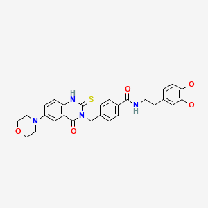 N-(3,4-dimethoxyphenethyl)-4-((6-morpholino-4-oxo-2-thioxo-1,2-dihydroquinazolin-3(4H)-yl)methyl)benzamide