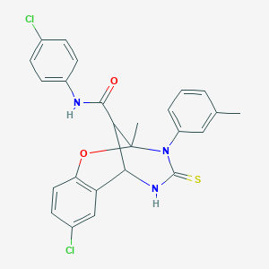 8-chloro-N-(4-chlorophenyl)-2-methyl-3-(3-methylphenyl)-4-thioxo-3,4,5,6-tetrahydro-2H-2,6-methano-1,3,5-benzoxadiazocine-11-carboxamide