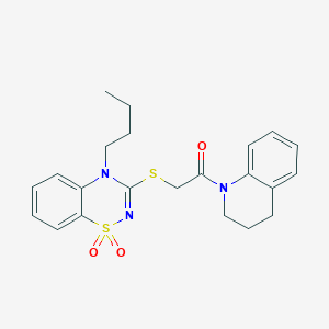 molecular formula C22H25N3O3S2 B11218183 2-((4-butyl-1,1-dioxido-4H-benzo[e][1,2,4]thiadiazin-3-yl)thio)-1-(3,4-dihydroquinolin-1(2H)-yl)ethanone 