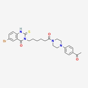 molecular formula C26H29BrN4O3S B11218193 3-[6-[4-(4-acetylphenyl)piperazin-1-yl]-6-oxohexyl]-6-bromo-2-sulfanylidene-1H-quinazolin-4-one 