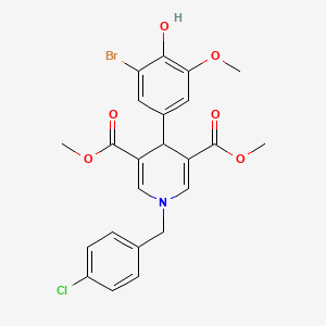 molecular formula C23H21BrClNO6 B11218221 Dimethyl 4-(3-bromo-4-hydroxy-5-methoxyphenyl)-1-(4-chlorobenzyl)-1,4-dihydropyridine-3,5-dicarboxylate 