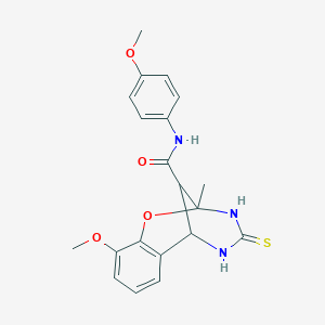 molecular formula C20H21N3O4S B11218345 10-methoxy-N-(4-methoxyphenyl)-2-methyl-4-thioxo-3,4,5,6-tetrahydro-2H-2,6-methano-1,3,5-benzoxadiazocine-11-carboxamide 