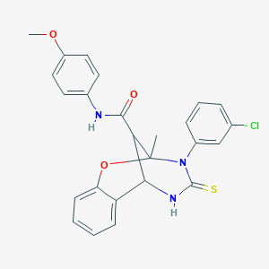 molecular formula C25H22ClN3O3S B11218356 3-(3-chlorophenyl)-N-(4-methoxyphenyl)-2-methyl-4-thioxo-3,4,5,6-tetrahydro-2H-2,6-methano-1,3,5-benzoxadiazocine-11-carboxamide 