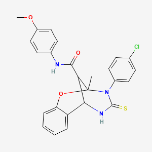 3-(4-chlorophenyl)-N-(4-methoxyphenyl)-2-methyl-4-thioxo-3,4,5,6-tetrahydro-2H-2,6-methano-1,3,5-benzoxadiazocine-11-carboxamide