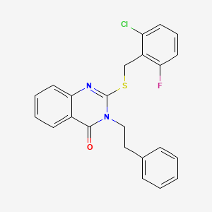 molecular formula C23H18ClFN2OS B11218403 2-[(2-chloro-6-fluorobenzyl)sulfanyl]-3-(2-phenylethyl)quinazolin-4(3H)-one 