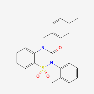 molecular formula C23H20N2O3S B11218491 4-(4-ethenylbenzyl)-2-(2-methylphenyl)-2H-1,2,4-benzothiadiazin-3(4H)-one 1,1-dioxide 