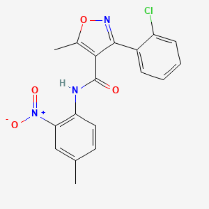 molecular formula C18H14ClN3O4 B11218499 3-(2-chlorophenyl)-5-methyl-N-(4-methyl-2-nitrophenyl)-1,2-oxazole-4-carboxamide 