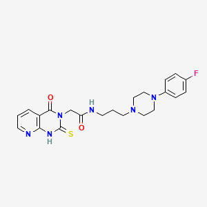 molecular formula C22H25FN6O2S B11218515 N-[3-[4-(4-fluorophenyl)piperazin-1-yl]propyl]-2-(4-oxo-2-sulfanylidene-1H-pyrido[2,3-d]pyrimidin-3-yl)acetamide 