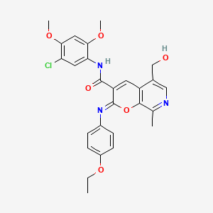 molecular formula C27H26ClN3O6 B11218518 (2Z)-N-(5-chloro-2,4-dimethoxyphenyl)-2-[(4-ethoxyphenyl)imino]-5-(hydroxymethyl)-8-methyl-2H-pyrano[2,3-c]pyridine-3-carboxamide 