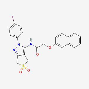 molecular formula C23H18FN3O4S B11218521 N-(2-(4-fluorophenyl)-5,5-dioxido-4,6-dihydro-2H-thieno[3,4-c]pyrazol-3-yl)-2-(naphthalen-2-yloxy)acetamide 