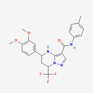 molecular formula C23H23F3N4O3 B11218526 5-(3,4-dimethoxyphenyl)-N-(4-methylphenyl)-7-(trifluoromethyl)-4,5,6,7-tetrahydropyrazolo[1,5-a]pyrimidine-3-carboxamide 