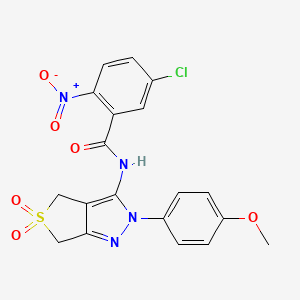 molecular formula C19H15ClN4O6S B11218573 5-chloro-N-(2-(4-methoxyphenyl)-5,5-dioxido-4,6-dihydro-2H-thieno[3,4-c]pyrazol-3-yl)-2-nitrobenzamide 