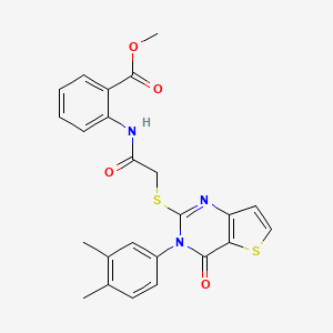 Methyl 2-[({[3-(3,4-dimethylphenyl)-4-oxo-3,4-dihydrothieno[3,2-d]pyrimidin-2-yl]sulfanyl}acetyl)amino]benzoate