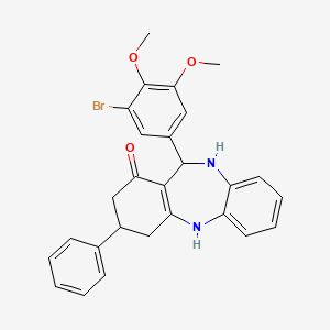 molecular formula C27H25BrN2O3 B11218587 11-(3-bromo-4,5-dimethoxyphenyl)-3-phenyl-2,3,4,5,10,11-hexahydro-1H-dibenzo[b,e][1,4]diazepin-1-one 