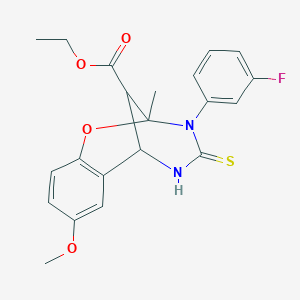 ethyl 3-(3-fluorophenyl)-8-methoxy-2-methyl-4-thioxo-3,4,5,6-tetrahydro-2H-2,6-methano-1,3,5-benzoxadiazocine-11-carboxylate