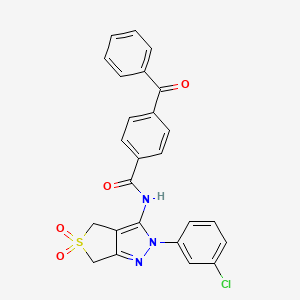 molecular formula C25H18ClN3O4S B11218614 4-benzoyl-N-(2-(3-chlorophenyl)-5,5-dioxido-4,6-dihydro-2H-thieno[3,4-c]pyrazol-3-yl)benzamide 