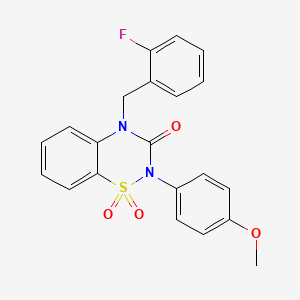 molecular formula C21H17FN2O4S B11218618 4-(2-fluorobenzyl)-2-(4-methoxyphenyl)-2H-1,2,4-benzothiadiazin-3(4H)-one 1,1-dioxide 