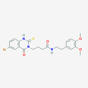 molecular formula C22H24BrN3O4S B11218623 4-(6-bromo-4-oxo-2-sulfanylidene-1H-quinazolin-3-yl)-N-[2-(3,4-dimethoxyphenyl)ethyl]butanamide 