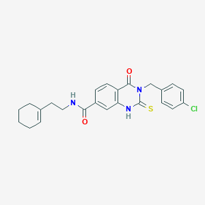 3-[(4-chlorophenyl)methyl]-N-[2-(cyclohexen-1-yl)ethyl]-4-oxo-2-sulfanylidene-1H-quinazoline-7-carboxamide