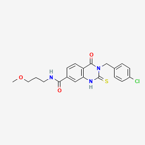 molecular formula C20H20ClN3O3S B11218681 3-[(4-chlorophenyl)methyl]-N-(3-methoxypropyl)-4-oxo-2-sulfanylidene-1H-quinazoline-7-carboxamide 