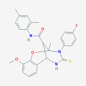 N-(2,4-dimethylphenyl)-3-(4-fluorophenyl)-10-methoxy-2-methyl-4-thioxo-3,4,5,6-tetrahydro-2H-2,6-methano-1,3,5-benzoxadiazocine-11-carboxamide