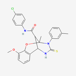 N-(4-chlorophenyl)-10-methoxy-2-methyl-3-(3-methylphenyl)-4-thioxo-3,4,5,6-tetrahydro-2H-2,6-methano-1,3,5-benzoxadiazocine-11-carboxamide