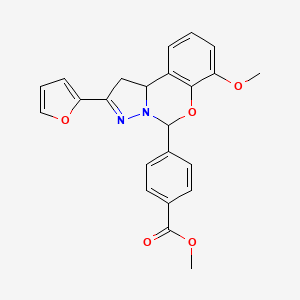 molecular formula C23H20N2O5 B11218770 Methyl 4-[2-(2-furyl)-7-methoxy-1,10b-dihydropyrazolo[1,5-c][1,3]benzoxazin-5-yl]benzoate 