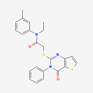 molecular formula C23H21N3O2S2 B11218773 N-ethyl-N-(3-methylphenyl)-2-[(4-oxo-3-phenyl-3,4-dihydrothieno[3,2-d]pyrimidin-2-yl)sulfanyl]acetamide 