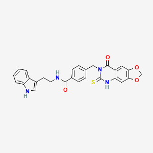 N-[2-(1H-indol-3-yl)ethyl]-4-[(8-oxo-6-sulfanylidene-5H-[1,3]dioxolo[4,5-g]quinazolin-7-yl)methyl]benzamide