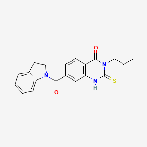 molecular formula C20H19N3O2S B11218787 7-(indoline-1-carbonyl)-3-propyl-2-thioxo-2,3-dihydroquinazolin-4(1H)-one 