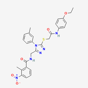 N-{[5-({[(4-Ethoxyphenyl)carbamoyl]methyl}sulfanyl)-4-(3-methylphenyl)-4H-1,2,4-triazol-3-YL]methyl}-2-methyl-3-nitrobenzamide