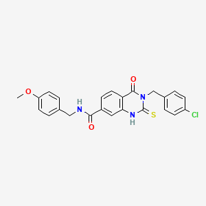 molecular formula C24H20ClN3O3S B11218825 3-[(4-chlorophenyl)methyl]-N-[(4-methoxyphenyl)methyl]-4-oxo-2-sulfanylidene-1H-quinazoline-7-carboxamide 