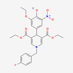 Diethyl 4-(3-ethoxy-4-hydroxy-5-nitrophenyl)-1-(4-fluorobenzyl)-1,4-dihydropyridine-3,5-dicarboxylate