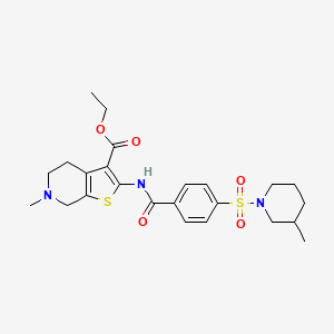 molecular formula C24H31N3O5S2 B11218849 Ethyl 6-methyl-2-(4-((3-methylpiperidin-1-yl)sulfonyl)benzamido)-4,5,6,7-tetrahydrothieno[2,3-c]pyridine-3-carboxylate 