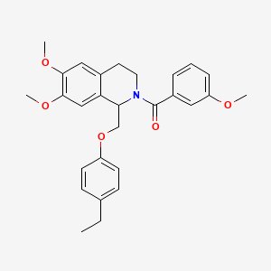 molecular formula C28H31NO5 B11218856 (1-((4-ethylphenoxy)methyl)-6,7-dimethoxy-3,4-dihydroisoquinolin-2(1H)-yl)(3-methoxyphenyl)methanone 